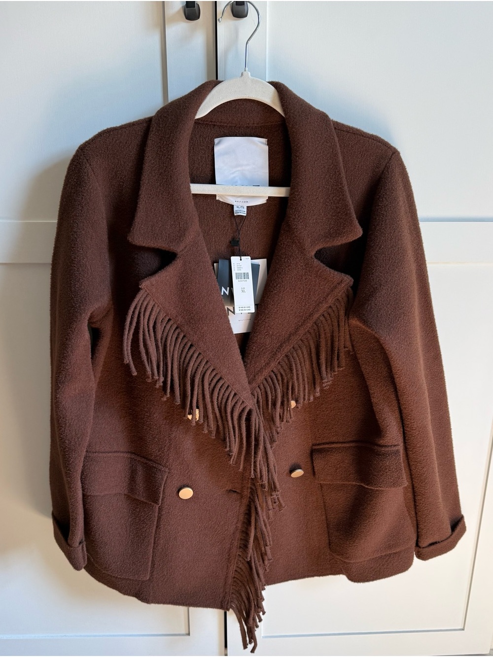 Anthropologie by NVLT Brown Teddy Fringe Jacket Coat